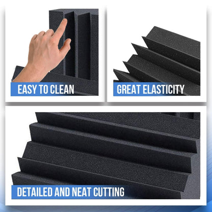 Arrowzoom 12 Acoustic Foam Tiles Long Bass Traps 12x12x24cm Soundproofing Wall Decor Sound Absorbers Broadband Absorbers Recording Studio Soft Foam Black 1133
