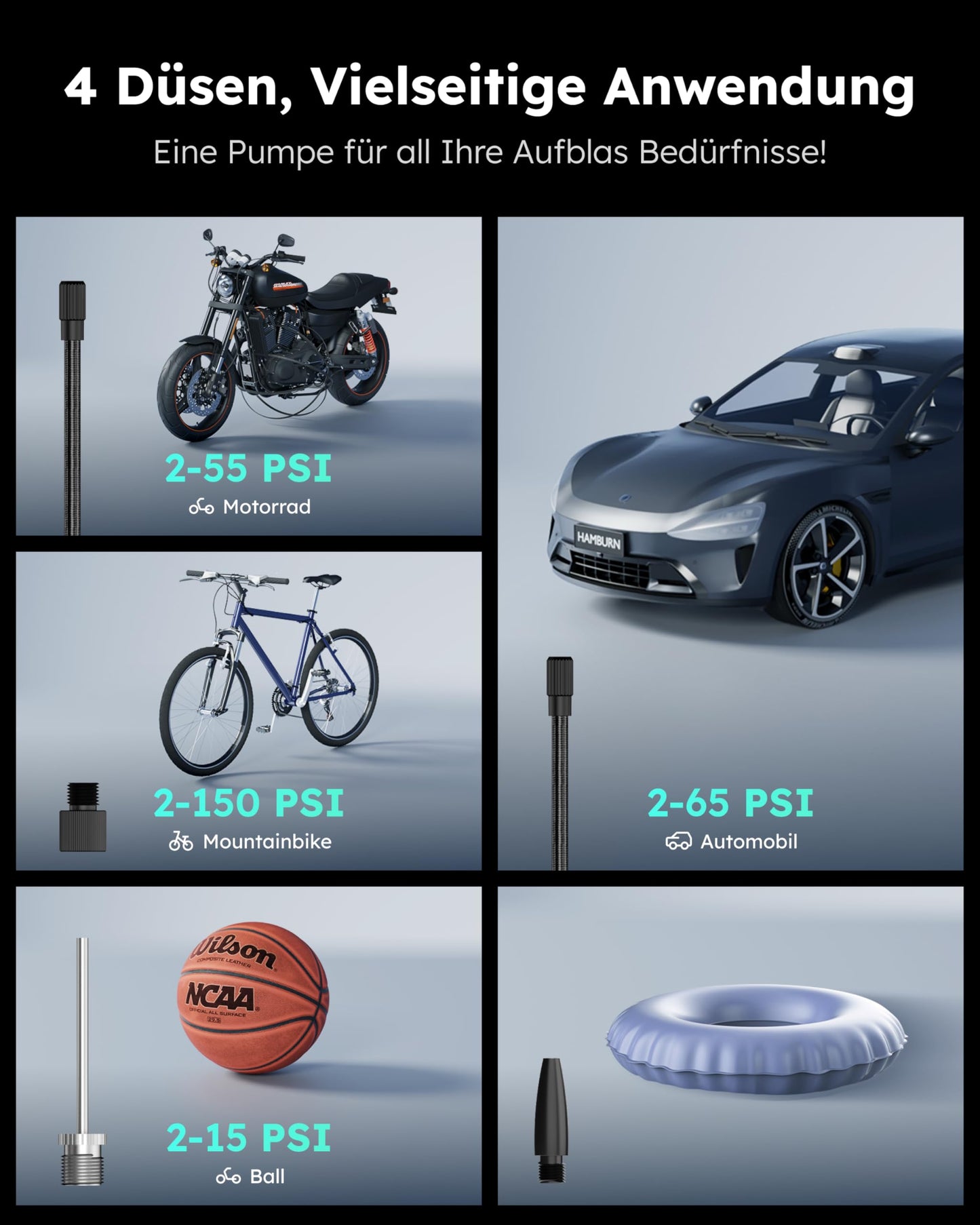 ASMAX Electric Air Pump 7500mAh, Bike Pump 160PSI/11Bar with Tire Pressure Gauge, Portable Battery Compressor, Mini Tire Pump with LED Light for Cars, RVs, Motorcycles, Bicycles, Balls