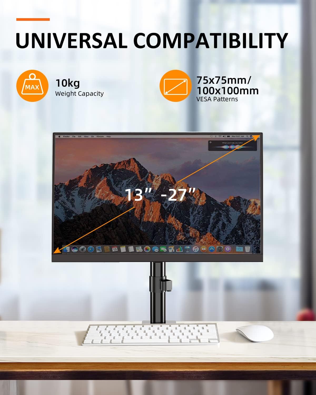 Suptek Monitor Mount for 13-27 inch Screens Monitor Stand Tilt Swivel Height Adjustable MD9401
