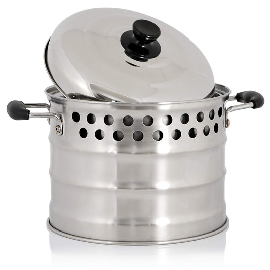 BBQ-Toro stainless steel cooking pot for rocket stove, Ø 24 cm, pot with lid | Outdoor cooking | Perfect for grilling and cooking in the rocket stove | For camping, outdoor, garden, and patio