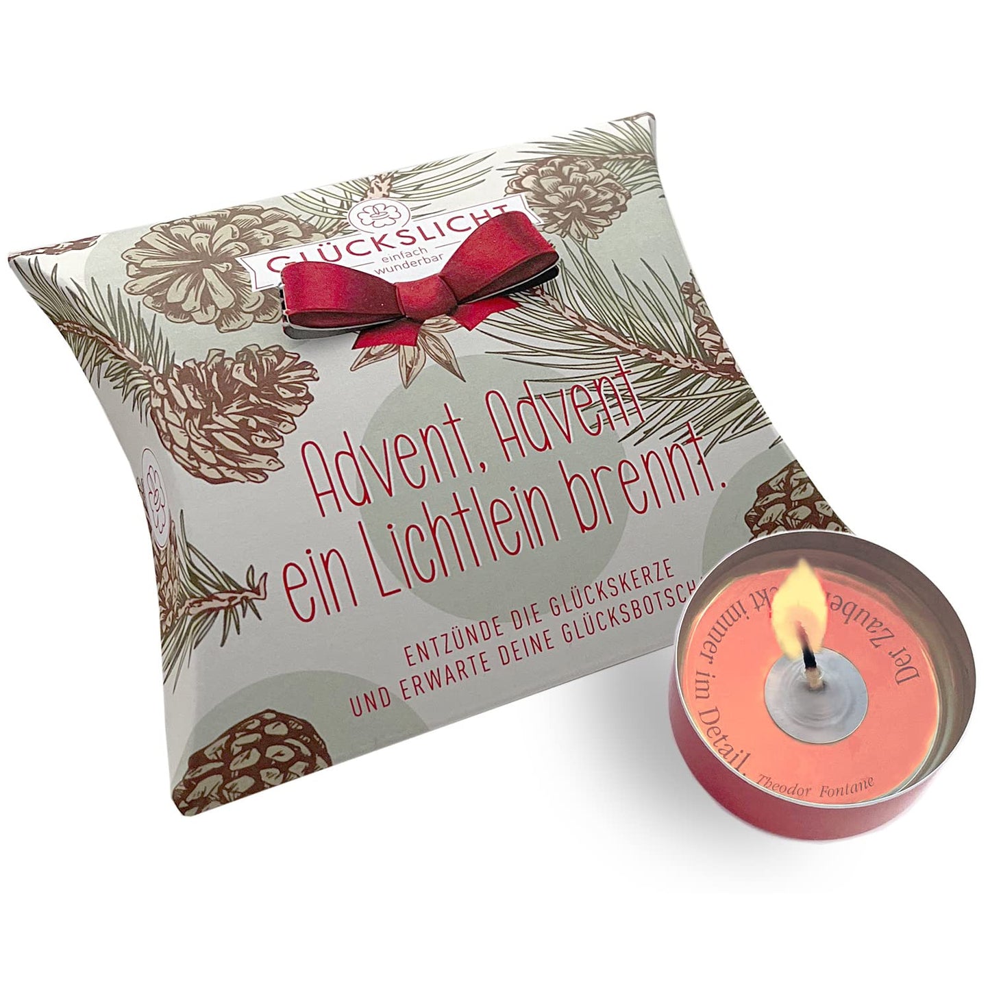 Lucky light in gift box with cut-out bow | Emotion | Advent, Advent a little light is burning | With Christmas motif | Set of 10