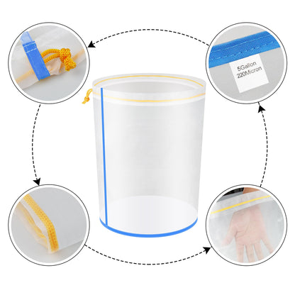 Indoor Bubble Bags All Mesh 5 Gallon 5 Bags Set Bubble Hash Bag Ice-O-Lator Herbal ICE Essence Extractor Kit with Pressure Screen and Carrying Bag for Herb Extraction and Hash Production