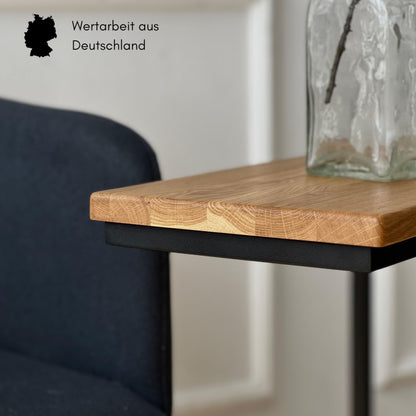 BestLoft.de Small Side Table Sofa Black White Wood Laptop Table C Shape Coffee Table Side Table Tray Table Oak Bedside Table High Laptop Table for Sofa Small Living Room Table