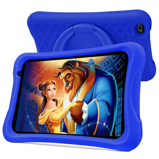 PRITOM Android 10, 8-inch kids tablet, parental control, kids apps, quad-core processor, 2GB RAM, 32GB ROM, HD IPS screen, dual rear camera, with kids tablet case (blue)