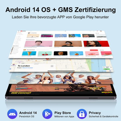 ZIOVO 10 inch tablet with 2GB RAM+128GB ROM (1TB TF), Android 14 with 5G WiFi | Widevine L1 | Octa-Core 2.0 GHz | GMS | 8000mAh | FHD 1280 * 800 | 5+8MP | BT 5.0 | AGPS | Tablet with Case - Grey