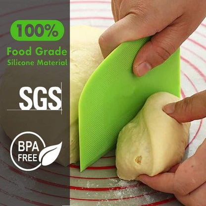 SURDOCA dough scraper dough card dough cutter dough spatula, 3P 7.1x4.9" plastic BPA free flexible sharp edge corners anti-slip cake scraper, baking accessories decorating tools modeling tool