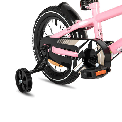 The STITCH 16-inch children's bike for 5-7 year old boys, 16-inch bike for boys with training wheels, Pink.