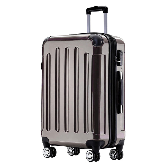 BEIBYE Twin Rolls 2048 Hard Shell Trolley Suitcase Travel Bag Luggage in M-L-XL Set (Coffee, XL)