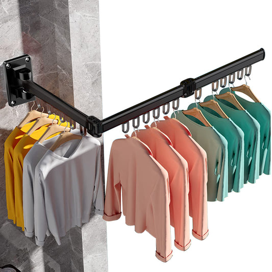 AISIR Wall-Mounted Clothes Drying Rack, Aluminum Clothes Hanger Laundry Dryer Foldable for Balcony, Bedroom - Black