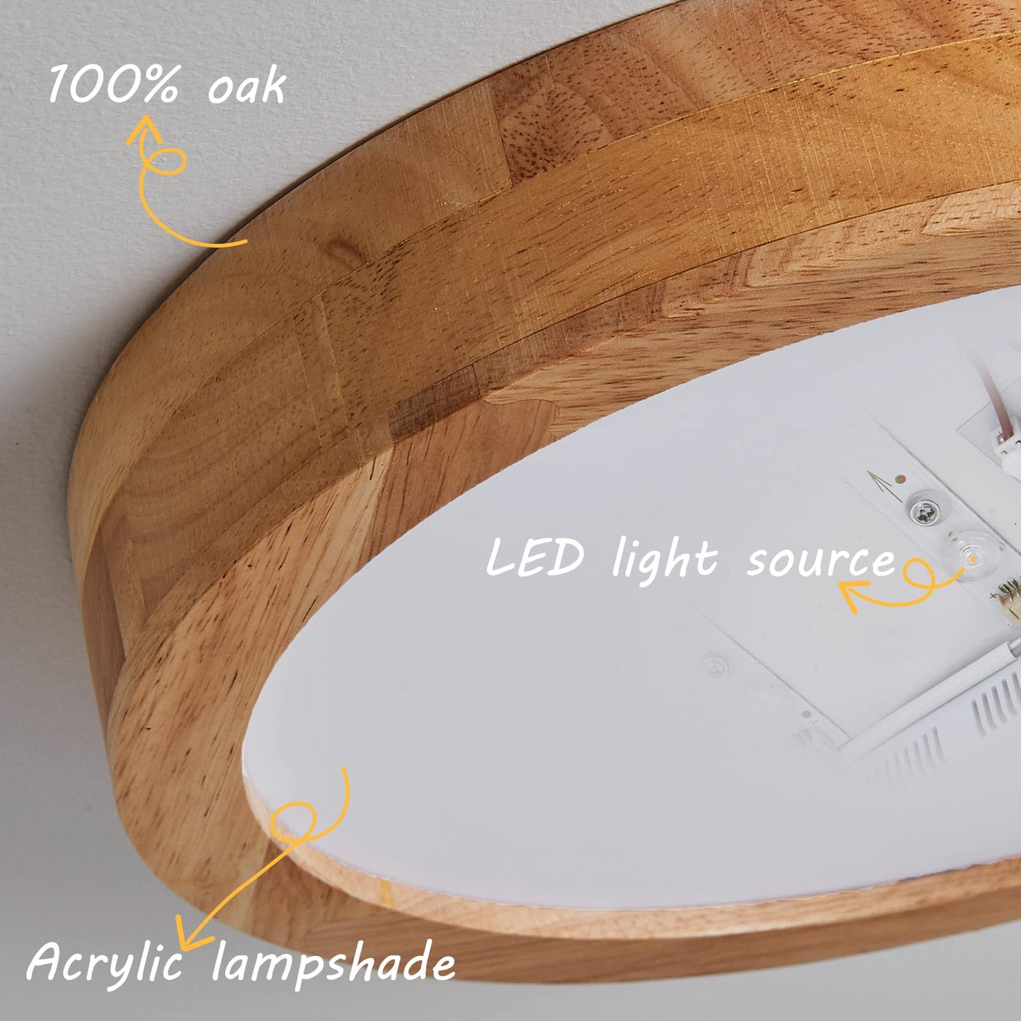 Baerolc LED ceiling light wood, 30CM round ceiling lamp LED lamp kitchen 20W 3000K warm white ceiling lights round wood ceiling lamp for bedroom/office/kitchen/dining room/hall/living room
