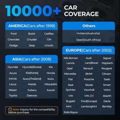 TOPDON OBD2 diagnostic tool ArtiDiag500 for engine/transmission/ABS/SRS, oil reset, steering angle sensor reset, throttle adaptation, free software upgrade, Android 7.0, wired connection.