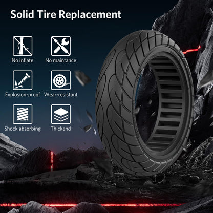 OUXI 10x2.125 inch Solid Replacement Tire with 1 Installation Tool for Electric Scooters Full Rubber Tyre, 10x2.125 inch Replacement Wheels, Full Rubber Tyre, High Elasticity Electric Scooter Tire