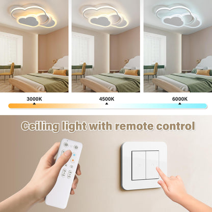 YUEEU 42CM LED Ceiling Light for Bedroom, Dimmable Children's Room Cloud Ceiling Lamp, Cloud Lamp with Remote Control, Ceiling Lights for Kids, Nursery Night Light.