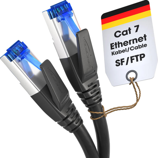 KabelDirekt - Cat 7 network cable, durable - 10m - 10 Gigabit LAN cable & Ethernet cable, available in 0.25-30m lengths (patch cable for high-speed networks, PC, switch/router/modem, RJ45, black)