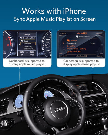 Airdual Bluetooth 5.0 adapter is compatible with Audi MMI 3G AMI Music Interface, Audi Symphony, Audi Concert, VW MDI, Mercedes Media Interface.