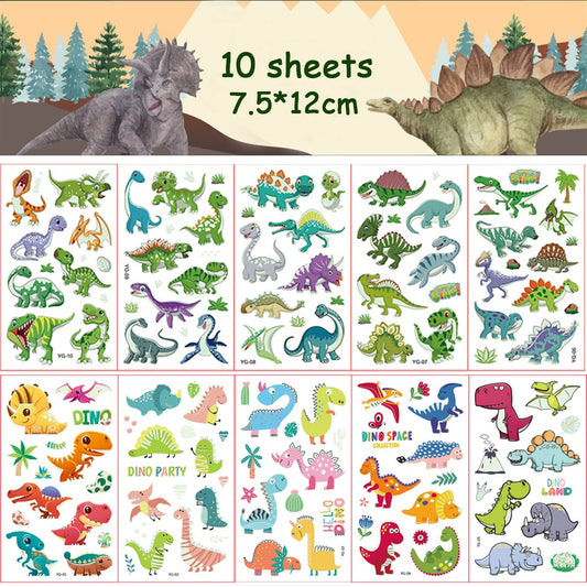 10 Dinosaur Tattoos for Kids Boys Girls, Glow in the Dark Dino Temporary Tattoos, Sticker Set for Birthday Party Favors, Toy Fillers, School Cone Boys