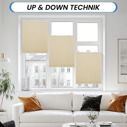 TFSKY Pleated Shade without Drilling Darkening Clampfix Light Beige W39.4 x H47.2 in Thermo Pleated Shades Darkening 100% Lightproof Pleated Blind for Window & Door Blackout Pleated Shade Sun Protection Privacy Screen