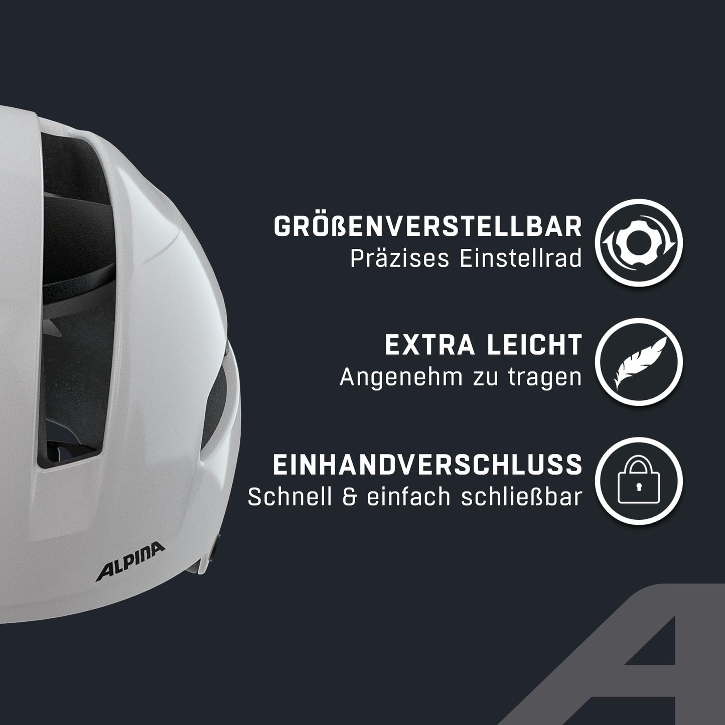 Alpina SOHO - Extremely sturdy, lightweight & individually adjustable urban bike helmet for adults, White Gloss, 55-59 cm