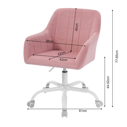 WOLTU Vanity Chair, Swivel Desk Chair, Rolling Office Chair, Ergonomic Task Chair, Height Adjustable Seat for Home Office, Bedroom, Office, Velvet, Pink