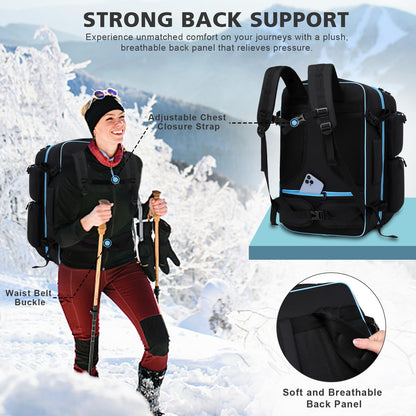 FIXITOK ski boot bag with helmet compartment and backpack straps, 60L ski backpack ski boot backpack with helmet pouch, ski bag siksack for ski boots, snowboard.