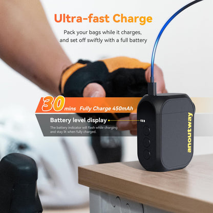Tiny Pump Anoutway mini bike pump, electric air pump with digital gauge, electric bike air pump, automatic shut-off for mountain bike, city bike, and road bike AT1 PRO.