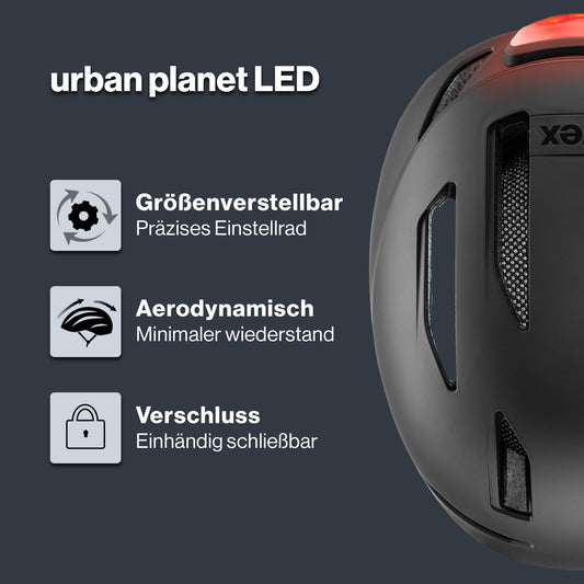 Uvex Urban Planet LED City bike helmet in matte black 58-61cm.