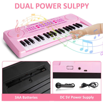 m zimoon Children Piano Keyboard, 37 Keys Electronic Piano for Kids Music Piano Multifunctional Musical Instruments Learning Toy Birthday Gift for Boys Girls Beginners