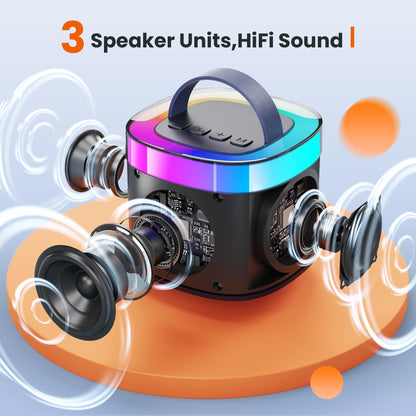 Ankuka Portable Karaoke Machine, Bluetooth Karaoke Speaker with 2 Microphones, Pickups and Party LED Lights, Gifts for Friends, Black
