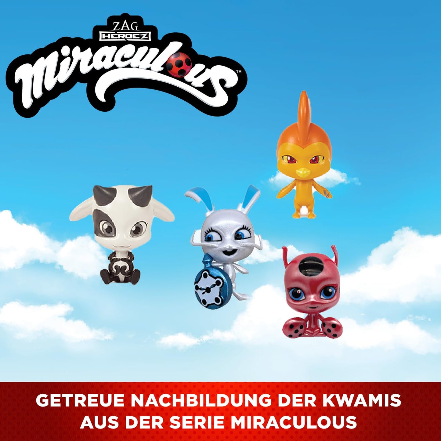 BANDAI - Miraculous Ladybug - Miracle Box with 4 Kwamis included - Miraculous Kwamis Mini-Figures Set - Officially licensed - Storage box with handle - Toy for kids 4 and up - P50591