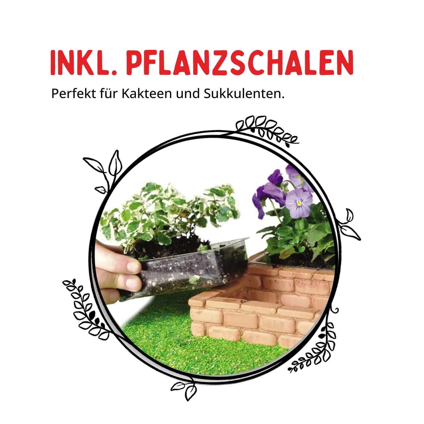 Teifoc 9010 Stone Construction Set - Garden, DIY kit with 145 pieces, perfect for succulents, craft set with mini bricks for building, model building for kids 6+ and adults
