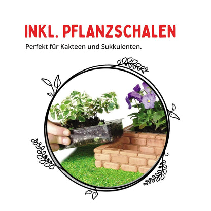 Teifoc 9010 Stone Construction Set - Garden, DIY kit with 145 pieces, perfect for succulents, craft set with mini bricks for building, model building for kids 6+ and adults