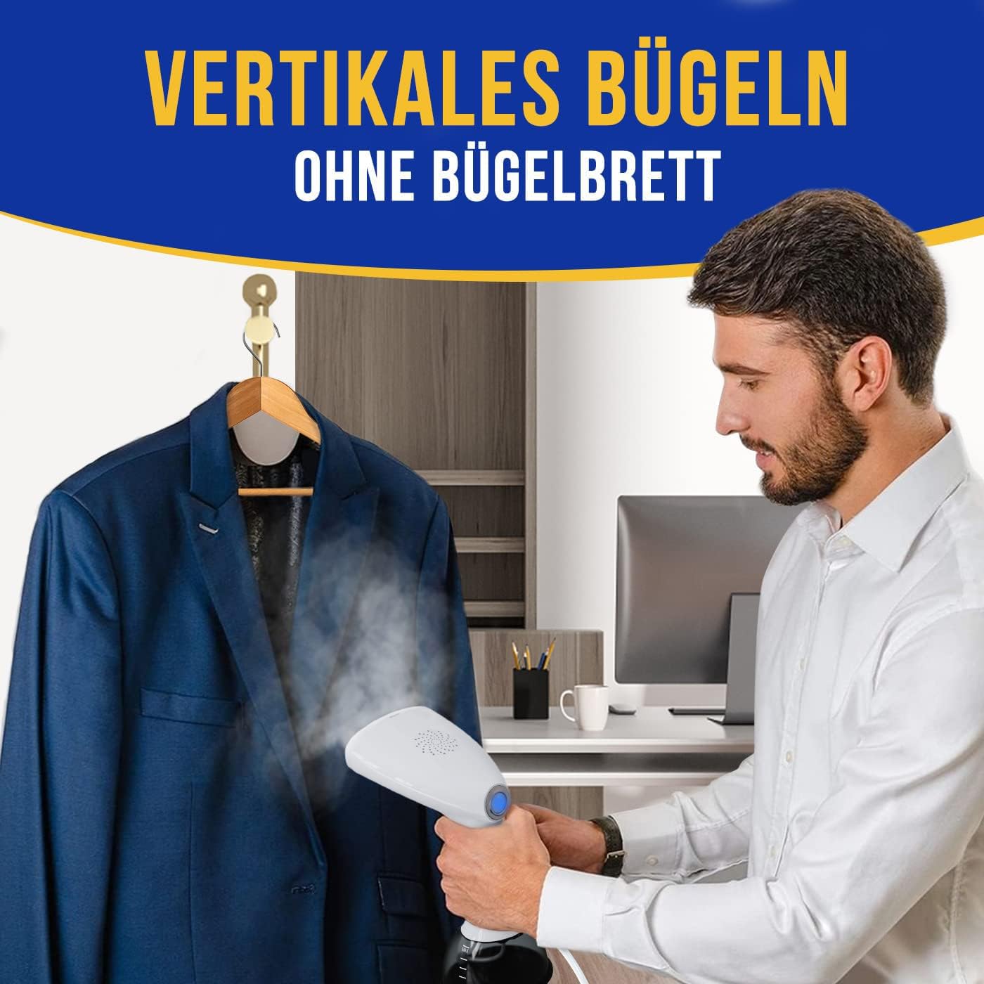 Rolipo steam iron 1640W, 400ML steamer water tank steam brush wrinkle remover, for home, office, travel, white