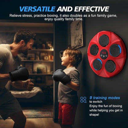 INMORVEN Music Box Machine, Punching Bag Kids Wall Mount for Boxing Equipment 15.7 Inches, Smart Electronic for Home, Focus Agility Training for Kids and Adults (Red)