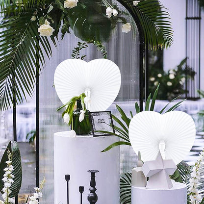 72 Pieces Fans Wedding Heart Hand Fans White Wedding Guests Gift Wedding Decoration Wedding Favors Paper Fans for Wedding