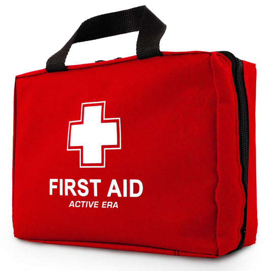 Active Era First Aid Kit, 90 piece premium first aid bag - first aid kit including instant cold packs, eye wash, bandages, rescue blanket for home, office - First Aid Kit ISO 13485