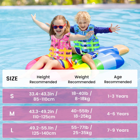 Swim vest for kids, neoprene vest perfect for toddlers. Ideal swim aid for bathing suit assistance in swim training. Adjustable safety straps for girls and boys - Pink, L (7-9 years)