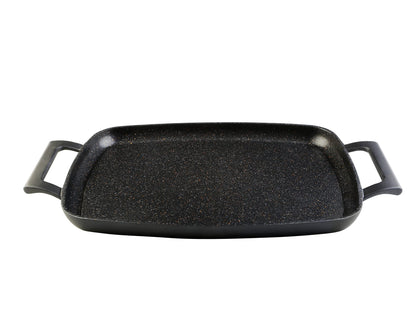WECOOK! - 47x30cm Induction Grill Plate | Die-cast aluminum | 5mm QuanTanium non-stick coating | Suitable for all types of stoves, including oven | Removable silicone handles, Aluminum