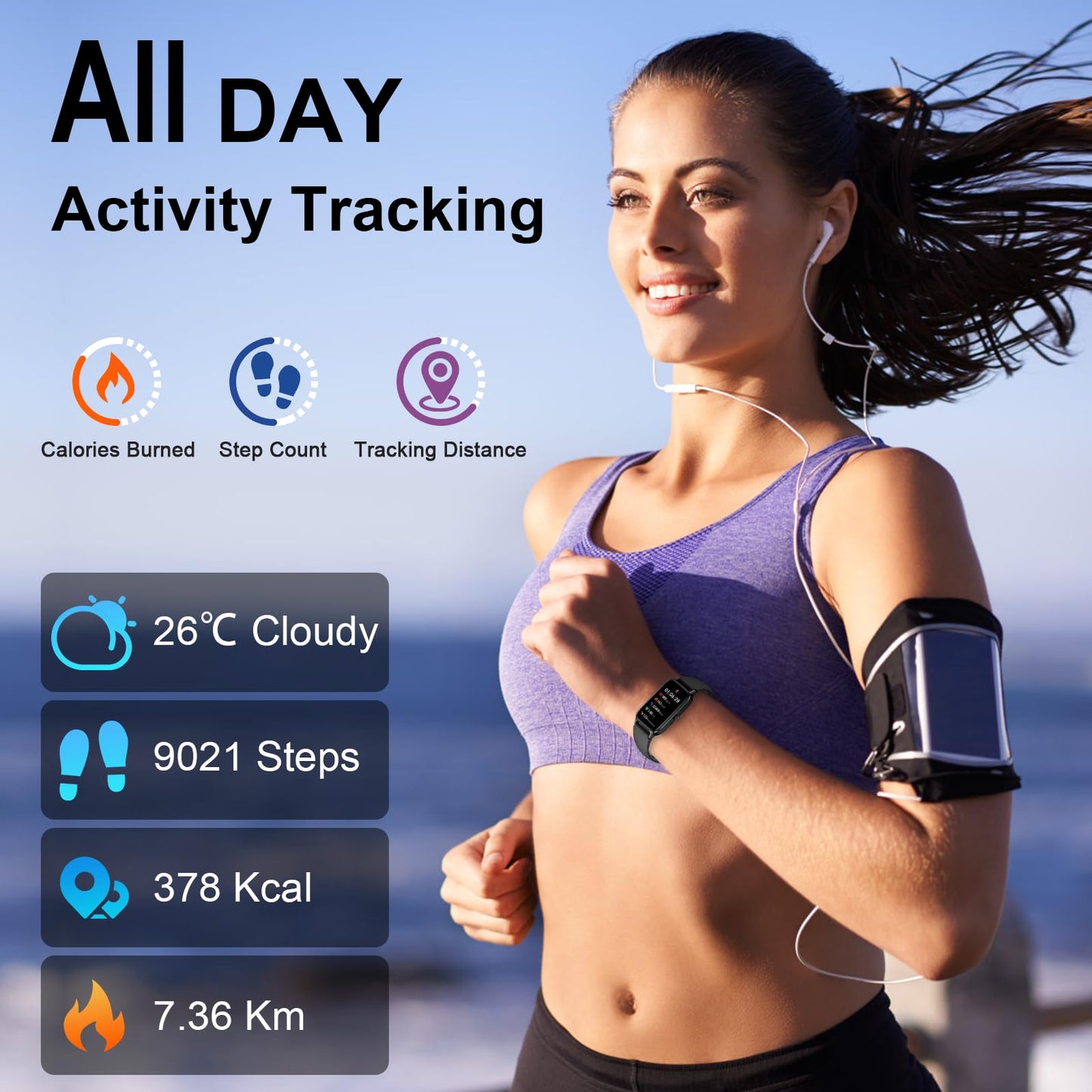Men's Women's Smartwatch, 1.57" HD Fitness Watch with Phone Function, Waterproof Smart Watch 110+ Sport Modes, Fitness Tracker with Heart Rate Sleep Monitor Pedometer, Sports Watch for Android iOS