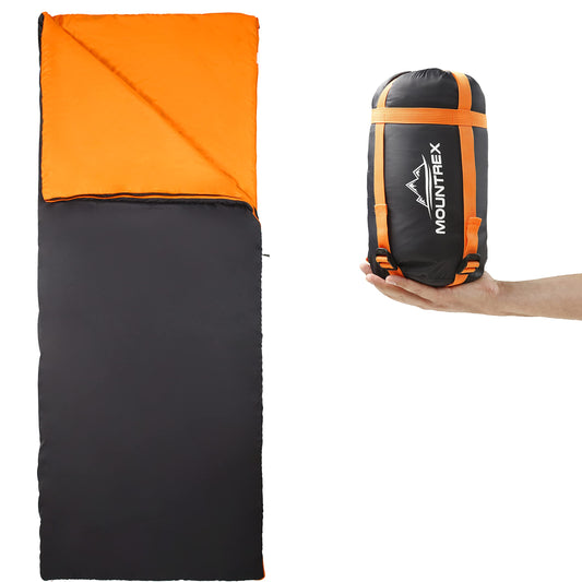 MOUNTREX® Sleeping Bag - Small pack size & ultralight (700g) Summer Blanket Sleeping Bag - Outdoor summer sleeping bag - Camping, travel, festivals - Can be zipped together