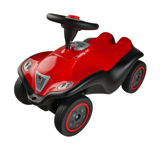 BIG Bobby Car Next 2.0 (red) - Slide car for ages 1 and up with LED lights, storage, sound steering wheel, whisper wheels, and new features, vehicle for children ages 1-5 (max. 50 kg)