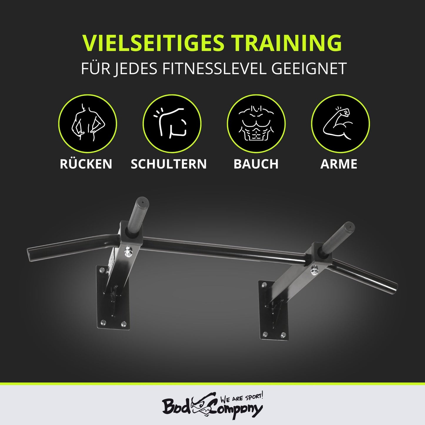 Bad Company pull-up bar wall mountable up to 350 kg load capacity - pull-up bar wall incl. instructions and mounting material - for home fitness or gym - BCA-45