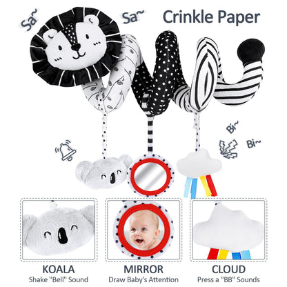 Joyreal Stroller Toy - Black White Toy Fabric Book, Contrast Book Baby, Contrast Cards Baby, Sensory Contrast Toy, Newborn