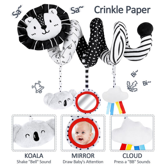 Joyreal Stroller Toy - Black White Toy Fabric Book, Contrast Book Baby, Contrast Cards Baby, Sensory Contrast Toy, Newborn