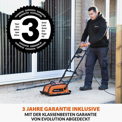 Evolution Power Tools H320-E Hulk Electric Vibrating Rammer, Compactor, Plate Compactor - Ideal for leveling sidewalks, preparing artificial turf areas, patios, block work, sand.