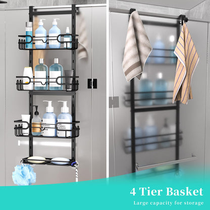 HapiRm Hanging Shower Caddy - Adjustable Hanging Shower Organizer with 4 Shower Baskets, Soap Dish, and Hooks, Over-the-Door Bathroom Shower Caddy