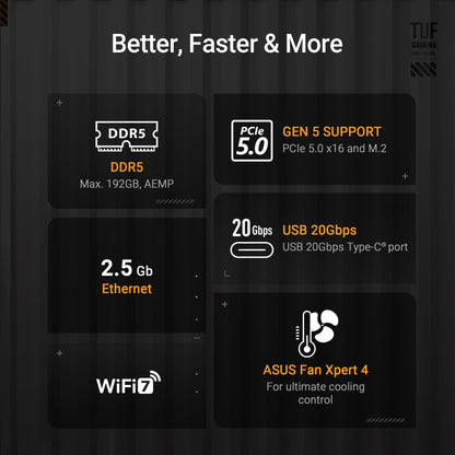 ASUS TUF Gaming B850-PLUS WiFi motherboard Socket AMD AM5 (AMD B850, ATX, PCIe 5.0, WiFi 7, 2X PCIe 4.0 M.2, Aura Sync)