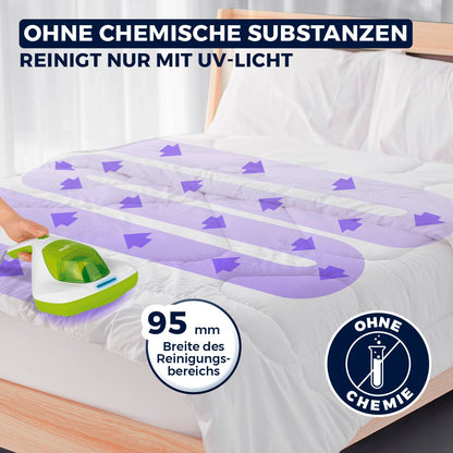 MAXXMEE mite vacuum cleaner | UV-C light & EPA-11 filter | mattress handheld vacuum, anti-mite mattress cleaner for allergy sufferers | destroys 99.9% of all mites, bacteria & bed bugs.