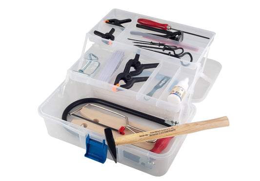 Pebaro 650 fretsaw set in plastic box, 35 pieces, practical case, fold-out compartments, complete set with fretsaw frame made in Germany, crafting with wood, craft kit, gift idea for children