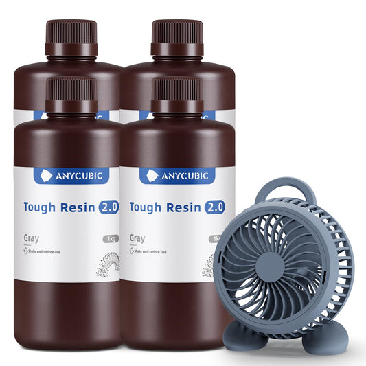 ANYCUBIC Tough Resin 2.0, 3D printer resin with improved high toughness and high precision, 365-405nm fast curing 3D resin for 4/8/12/14K LCD/DLP/SLA 3D printers (Gray, 4000g)