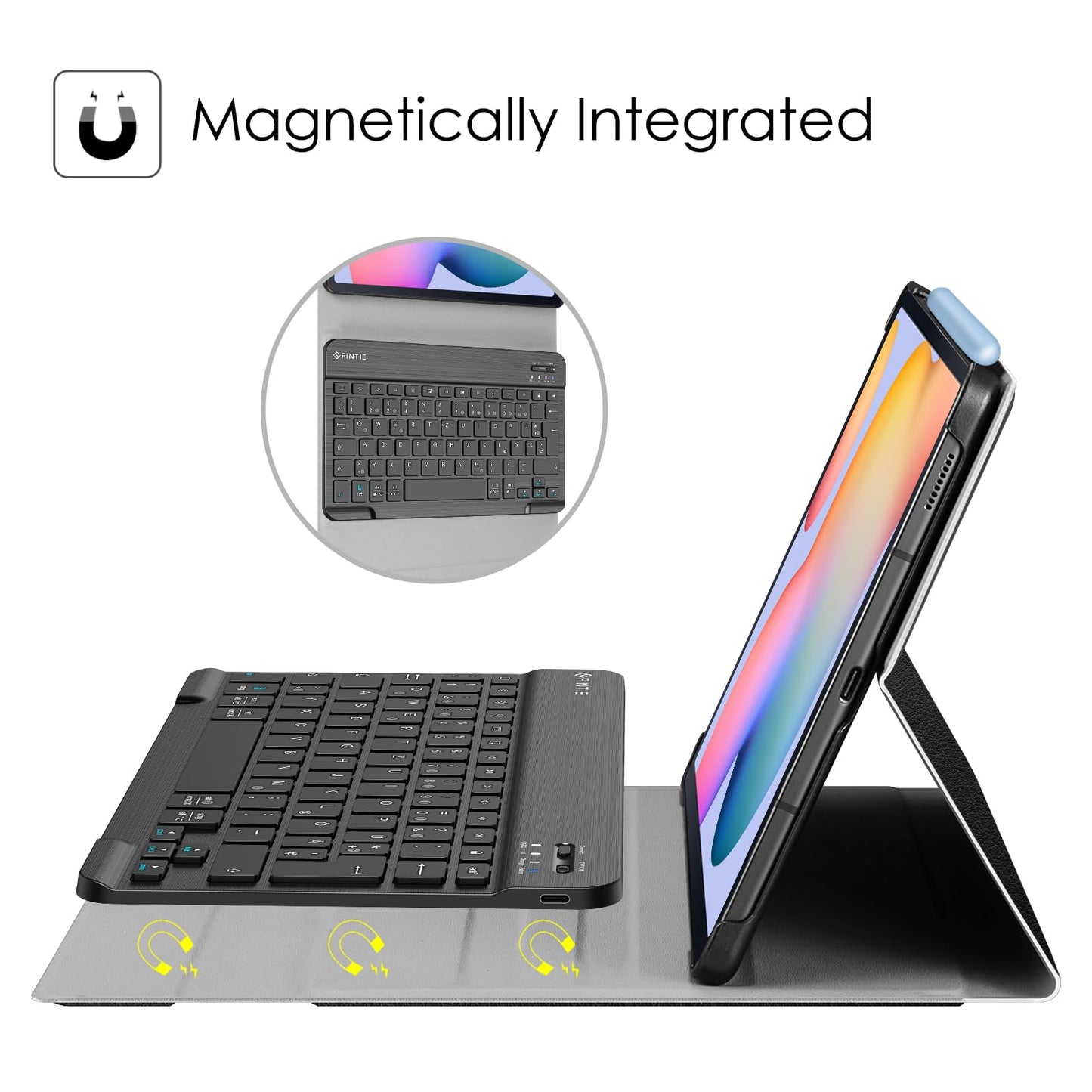 FINTIE Keyboard Case for Samsung Galaxy Tab S6 Lite 10.4 Inch 2024/2022/2020 Tablet - Keyboard Cover with Magnetic Detachable German Bluetooth Keyboard, Black